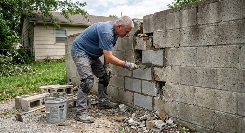 Cinder Block Wall Repair in Riverview, FL